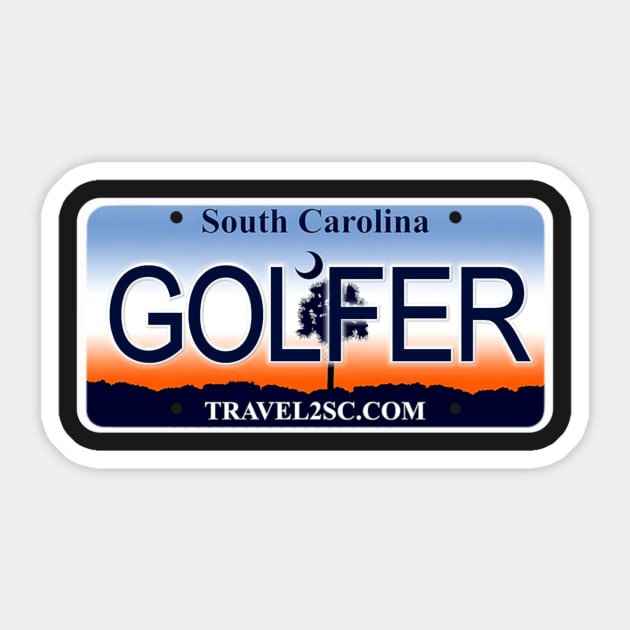 Golfer South Carolina License Plate Sticker by Mel's Designs